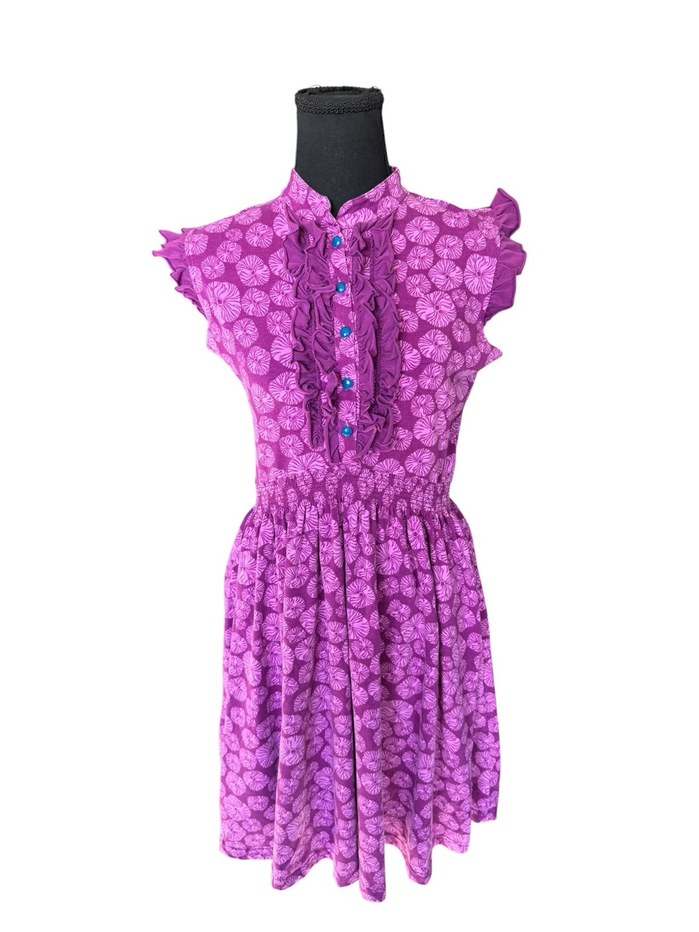 Matilda Jane Purple Ruffle Floral Print Dress M Cottagecore Boho Twirl